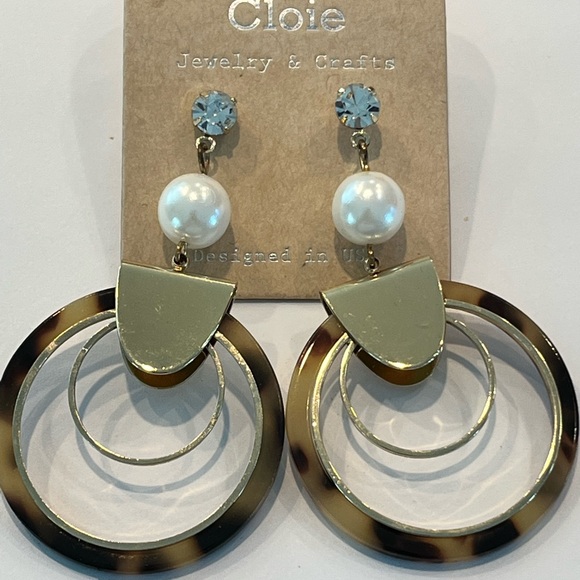 Tortoise Shell Acrylic Disc Earring NWOTs - Picture 1 of 9